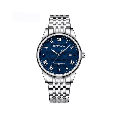 CRRJU 5010 Quartz Classic Stainless Steel Calendar Men's Watch