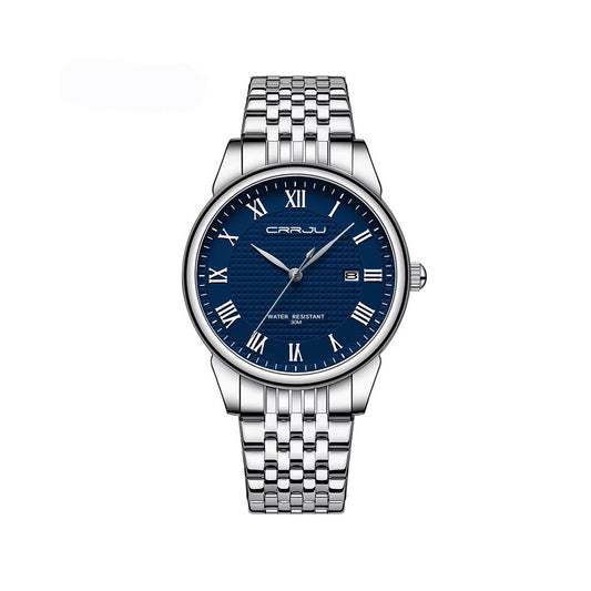 CRRJU 5010 Quartz Classic Stainless Steel Calendar Men's Watch