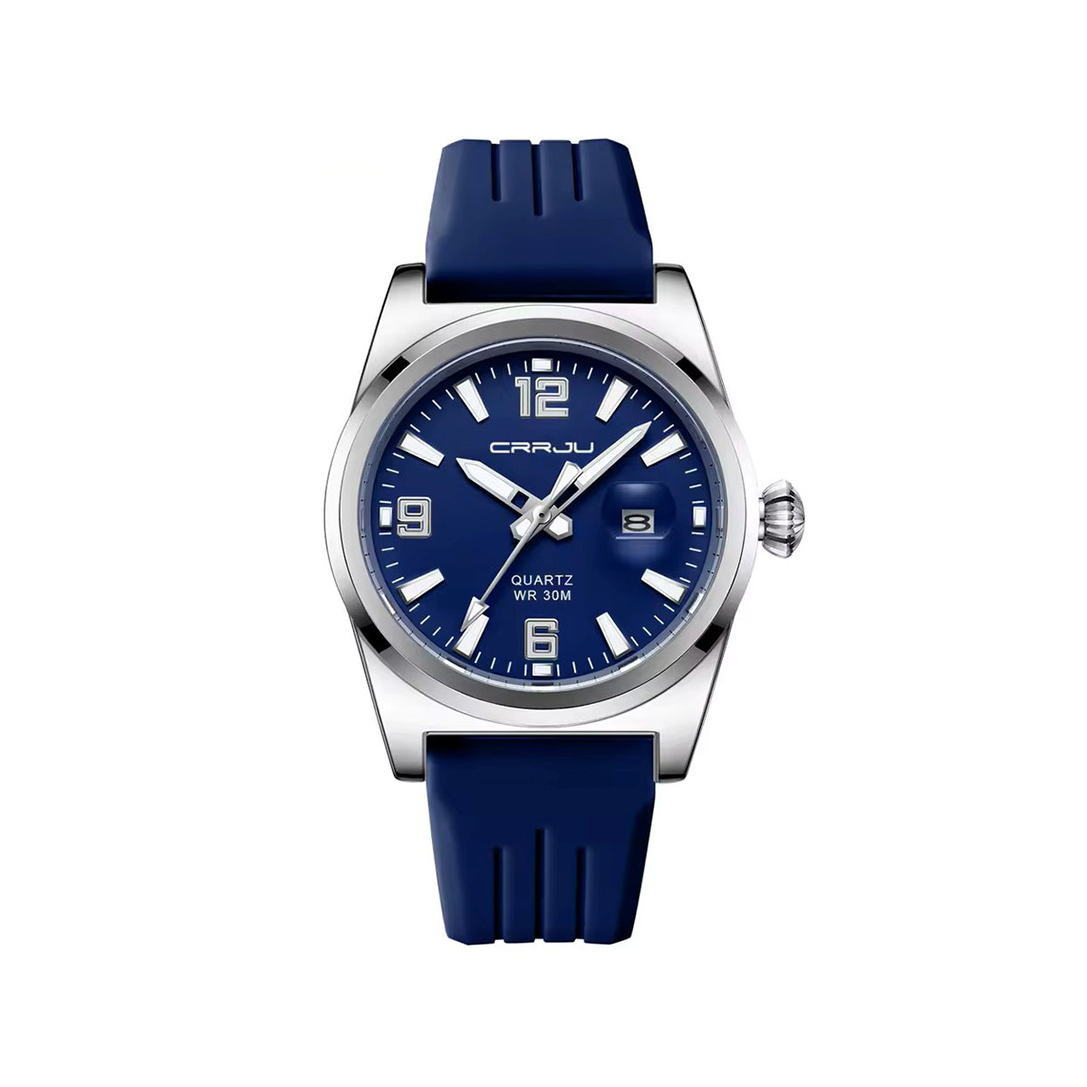 CRRJU 5027 Silicon Band Date Simple Casual Watch-Blue