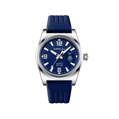 CRRJU 5027 Silicon Band Date Simple Casual Watch-Blue