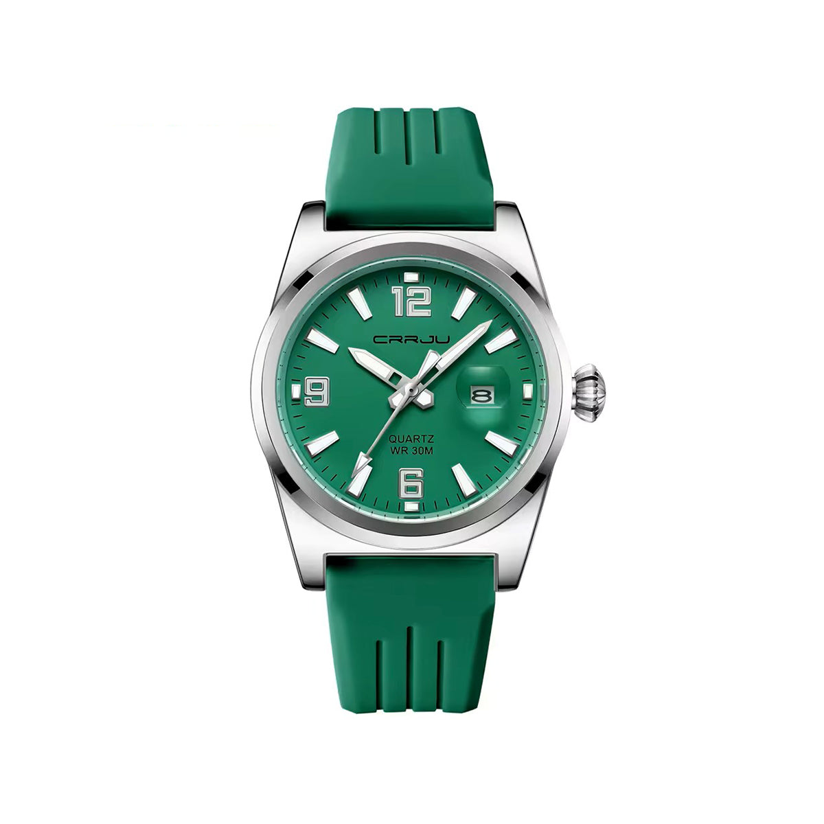 CRRJU 5027 Silicon Band Date Simple Casual Watch-Green