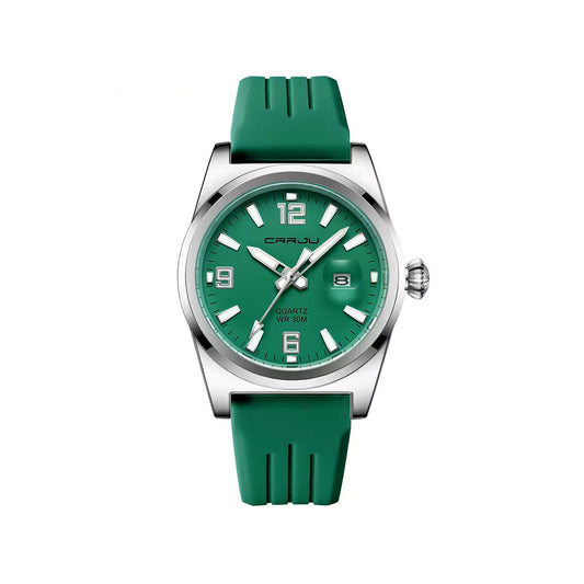 CRRJU 5027 Silicon Band Date Simple Casual Watch-Green