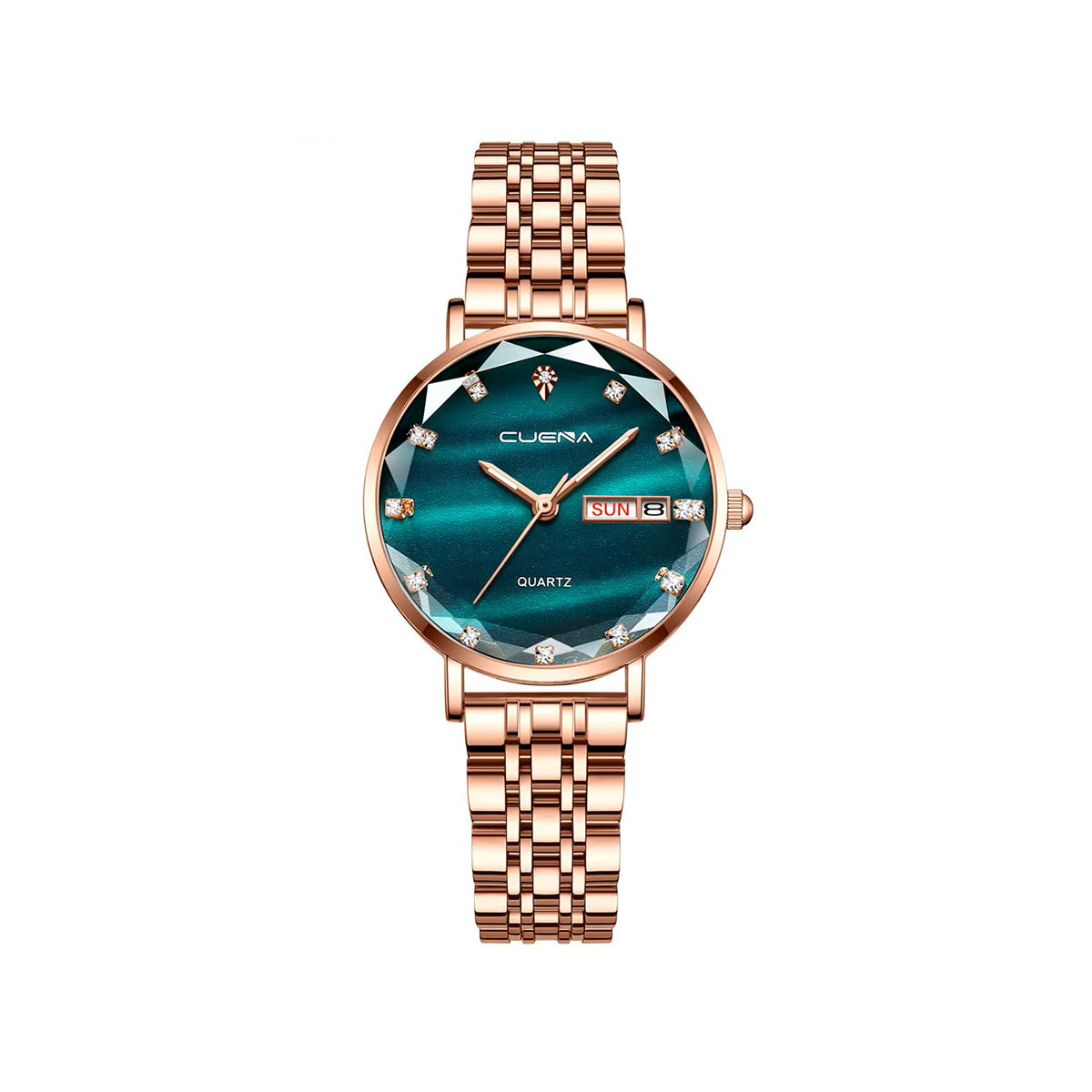 CUENA 6002 Luxury Date Rhinestone Bracelet Ladies Watch-Green
