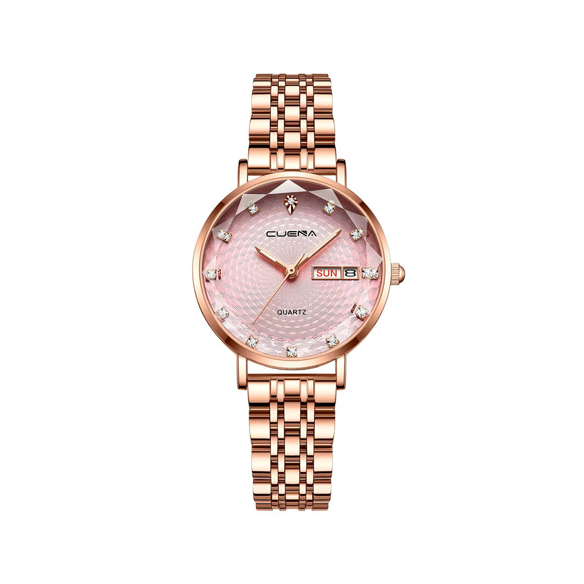 CUENA 6002 Luxury Date Rhinestone Bracelet Ladies Watch-Pink