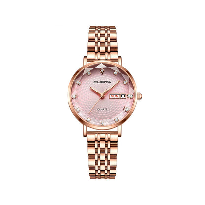 CUENA 6002 Luxury Date Rhinestone Bracelet Ladies Watch-Pink