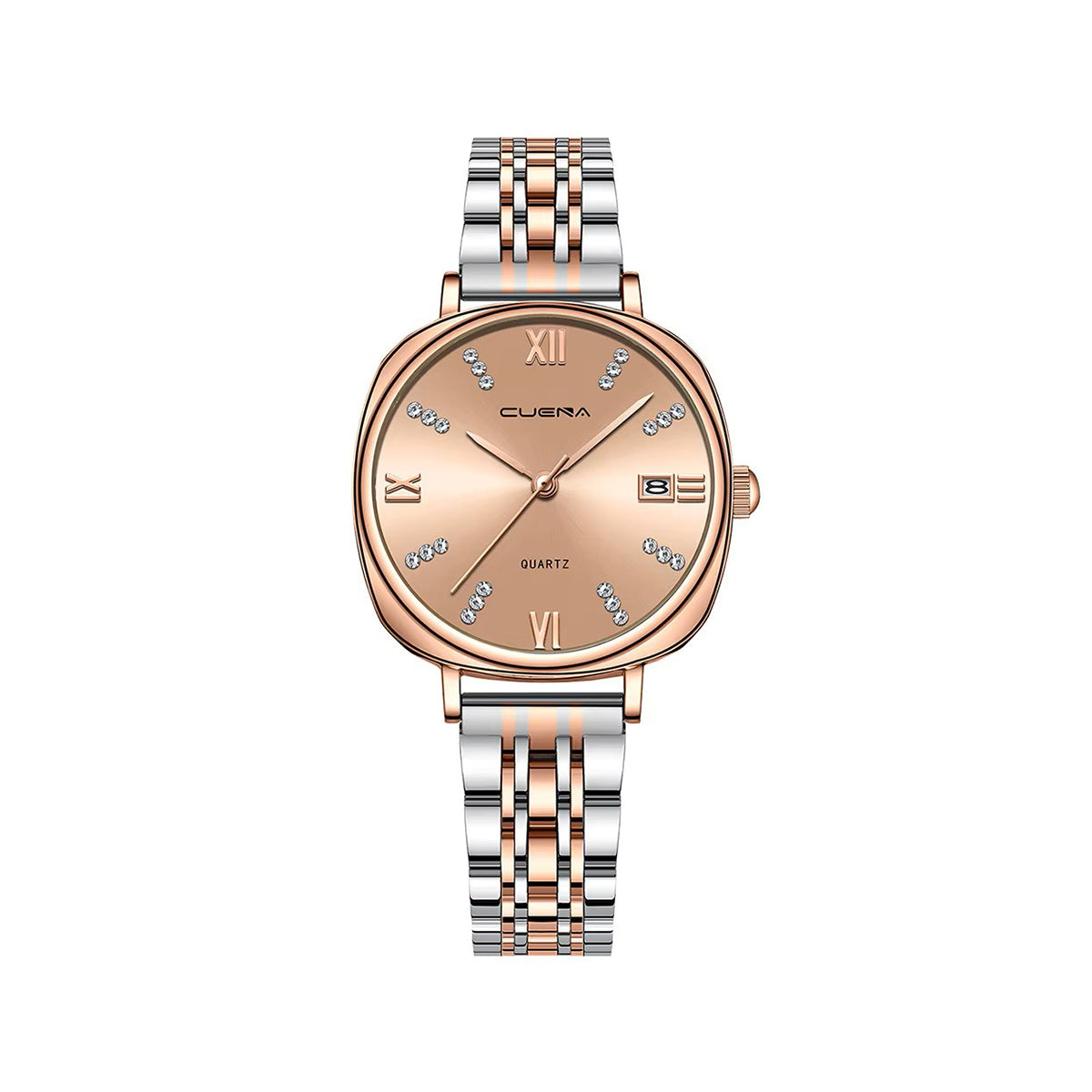 CUENA 6098 Stainless Steel Unique Dial Ladies Watch-Rose Gold
