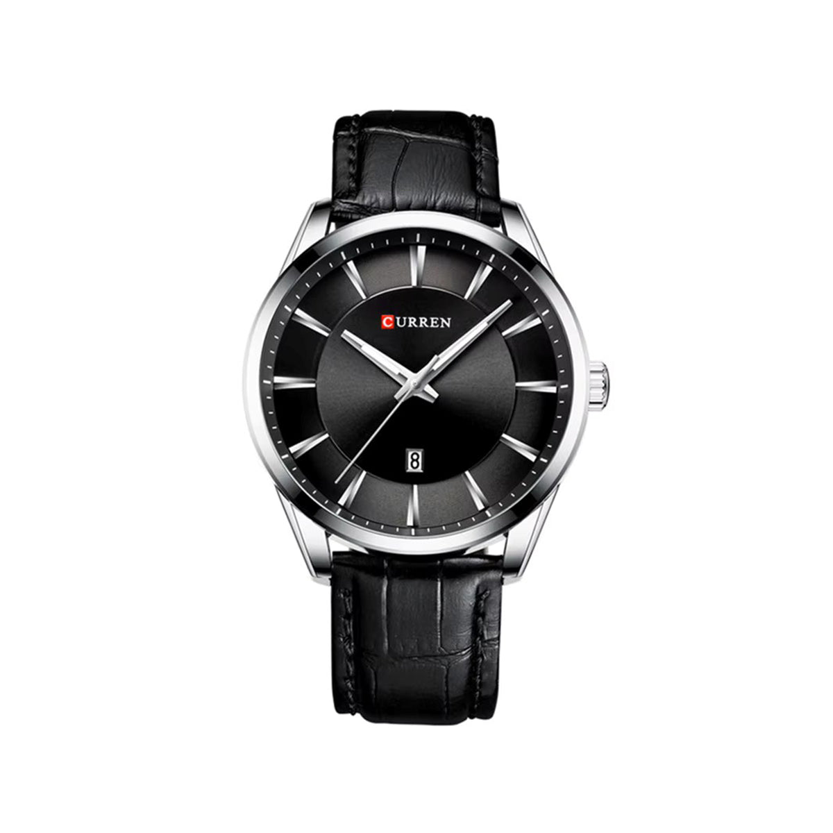 CURREN 8365 Simple Casual Quartz Leather Belt Watch For Men-Black