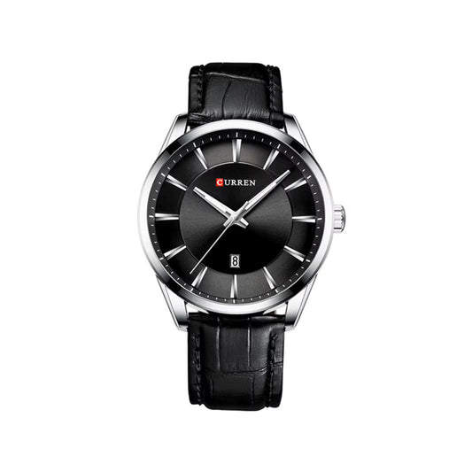 CURREN 8365 Simple Casual Quartz Leather Belt Watch For Men-Black