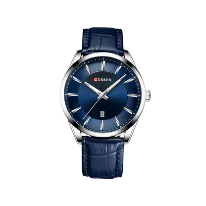 CURREN 8365 Simple Casual Quartz Leather Belt Watch For Men-Blue