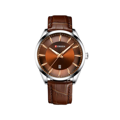 CURREN 8365 Simple Casual Quartz Leather Belt Watch For Men-Brown