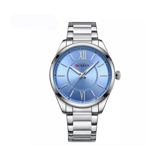 CURREN 8423 Formal Fashion Stainless Steel Analog Men's Watch-Silver Blue