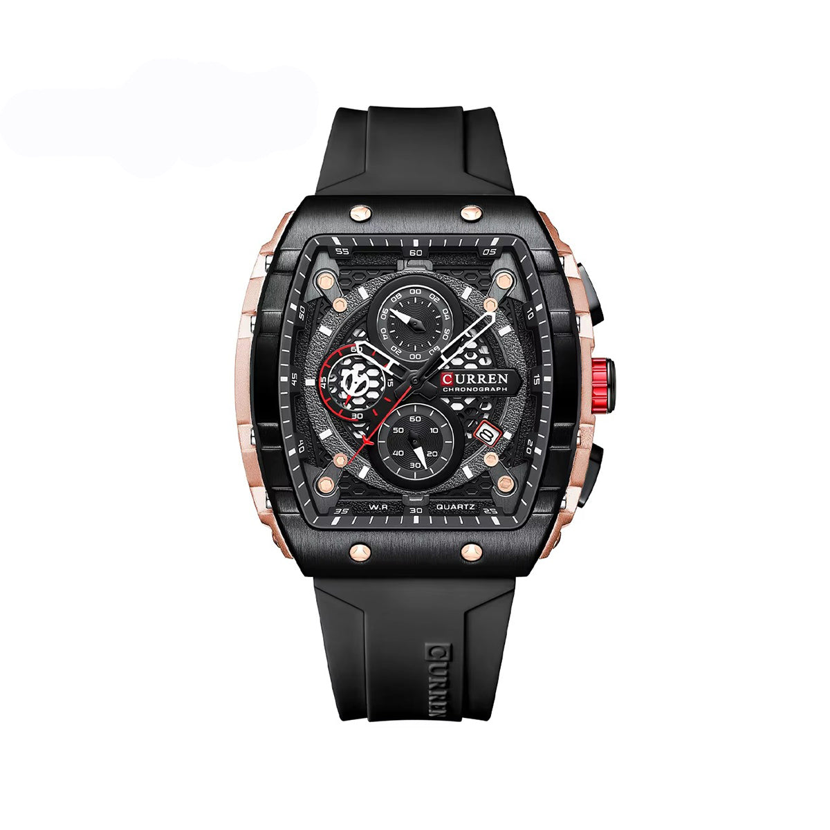 CURREN 8442 Luxury Sports Silicon Belt Men's Watch-Black