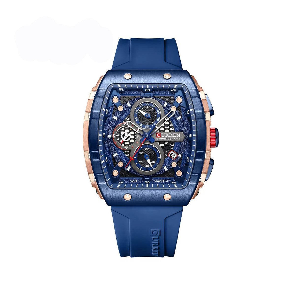 CURREN 8442 Luxury Sports Silicon Belt Men's Watch-Blue