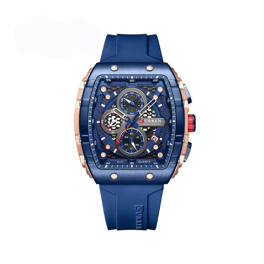 CURREN 8442 Luxury Sports Silicon Belt Men's Watch-Blue