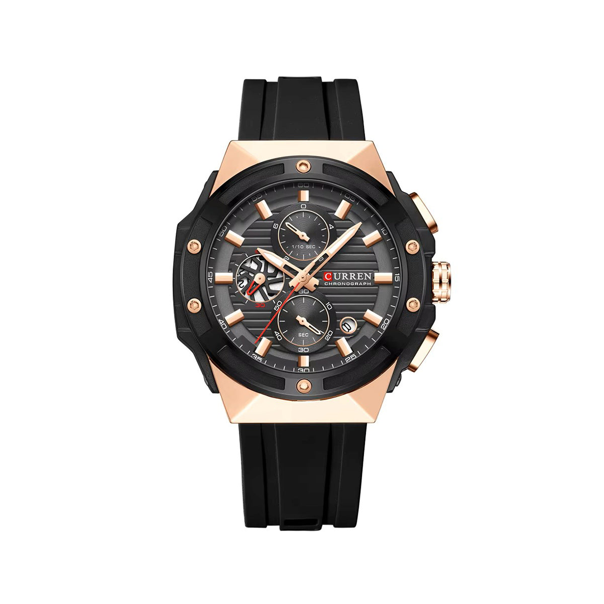 CURREN 8462 Chronograph Luminous Casual Silicon Strap Watch for Men