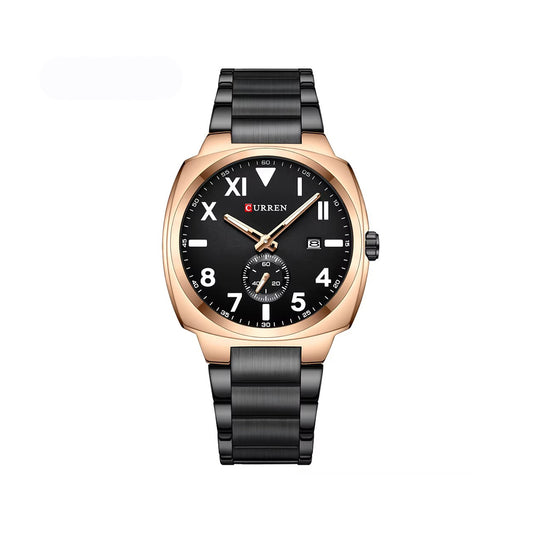 CURREN 8472 Casual Fashion Quartz Luminous Men's Watch-Black Rose