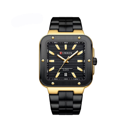 CURREN 8479 Elegant Fashion Square Dial Men's Watch-Black Gold