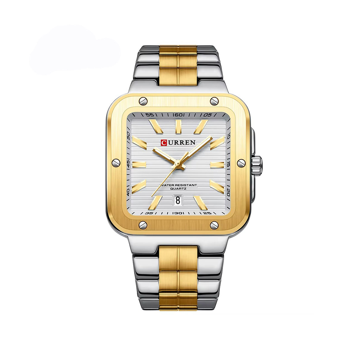 CURREN 8479 Elegant Fashion Square Dial Men's Watch-Gold White