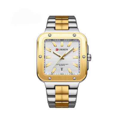 CURREN 8479 Elegant Fashion Square Dial Men's Watch-Gold White