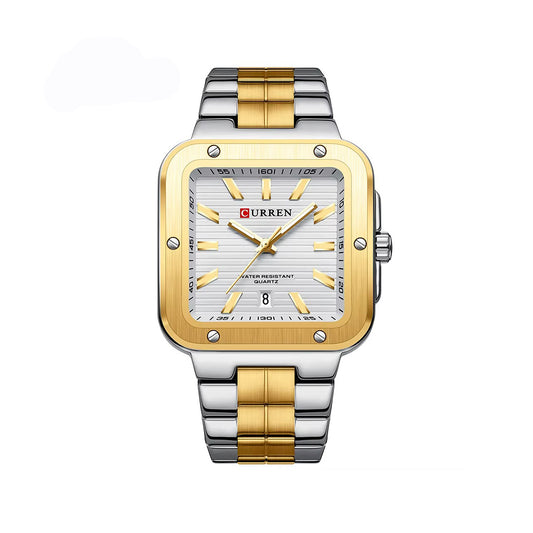 CURREN 8479 Elegant Fashion Square Dial Men's Watch-Gold White
