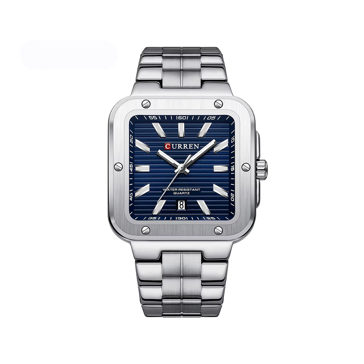 CURREN 8479 Elegant Fashion Square Dial Men's Watch-Silver Blue