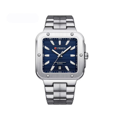 CURREN 8479 Elegant Fashion Square Dial Men's Watch-Silver Blue