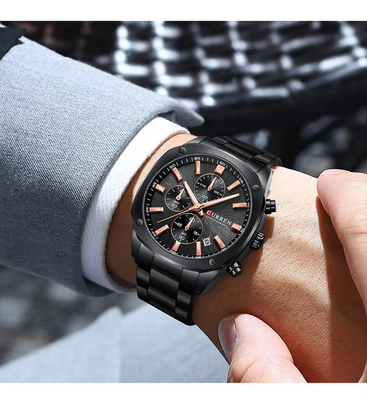 CURREN 8490 Chronograph Stainless Steel Men’s Watch-Black