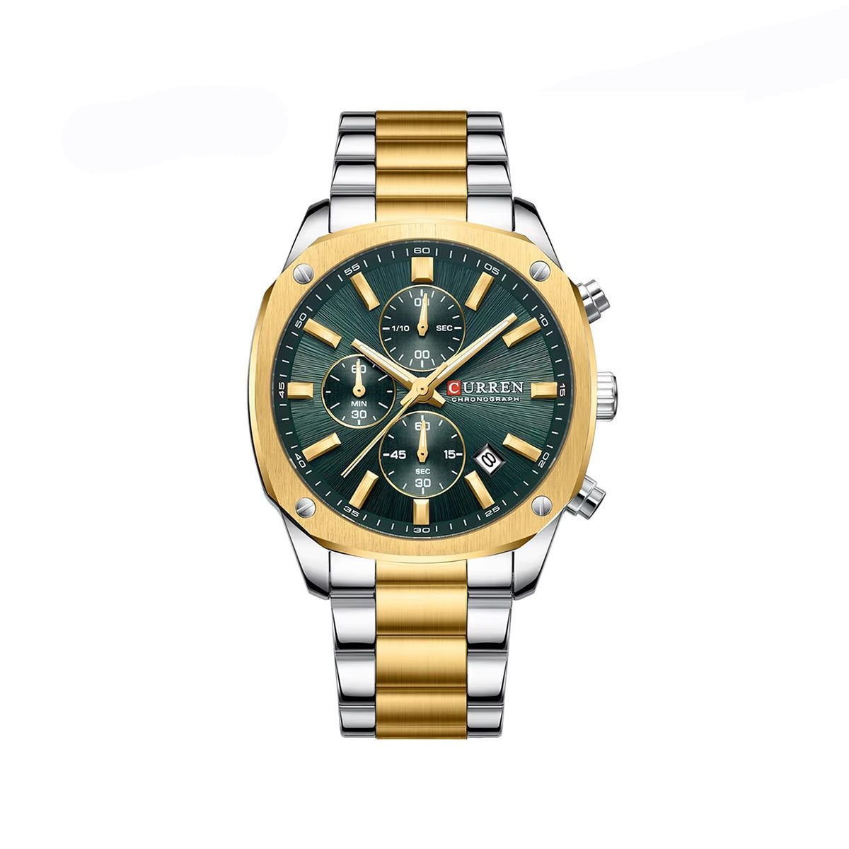 CURREN 8490 Chronograph Stainless Steel Men’s Watch-Gold Green