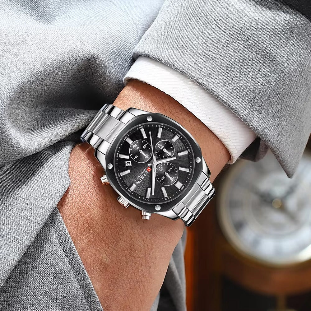CURREN 8490 Chronograph Stainless Steel Men’s Watch-Black