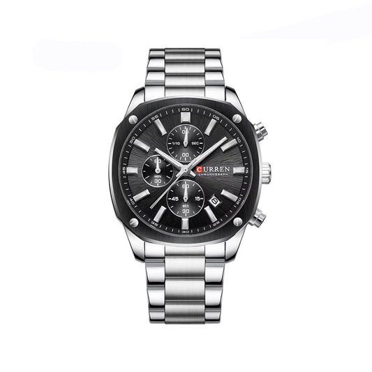 CURREN 8490 Chronograph Stainless Steel Men’s Watch-Silver Black