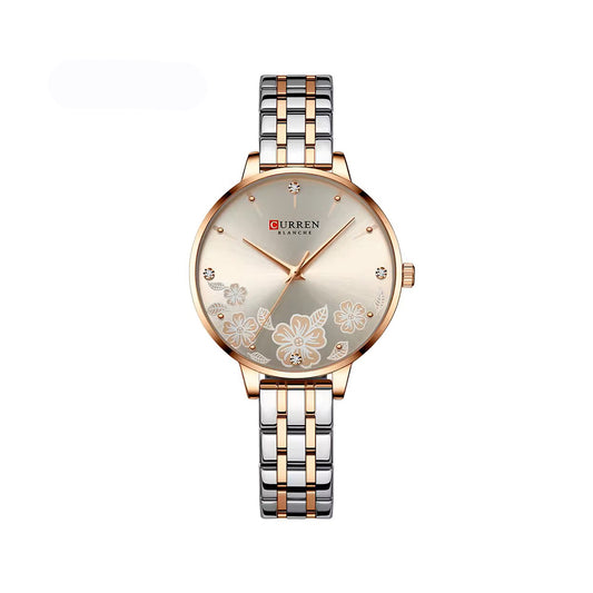 CURREN 9068 Luxury Steel Strap Quartz Ladies Watch-Toton Ash