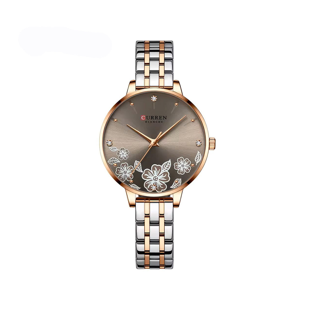 CURREN 9068 Luxury Steel Strap Quartz Ladies Watch-Toton Grey