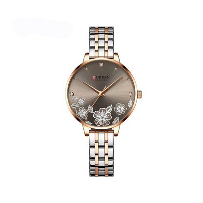 CURREN 9068 Luxury Steel Strap Quartz Ladies Watch-Toton Grey