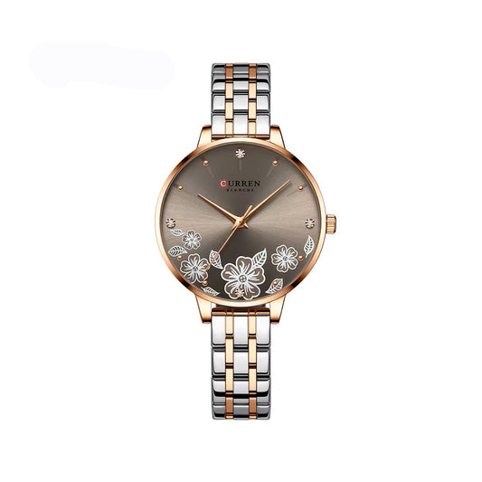 CURREN 9068 Luxury Steel Strap Quartz Ladies Watch-Toton Grey