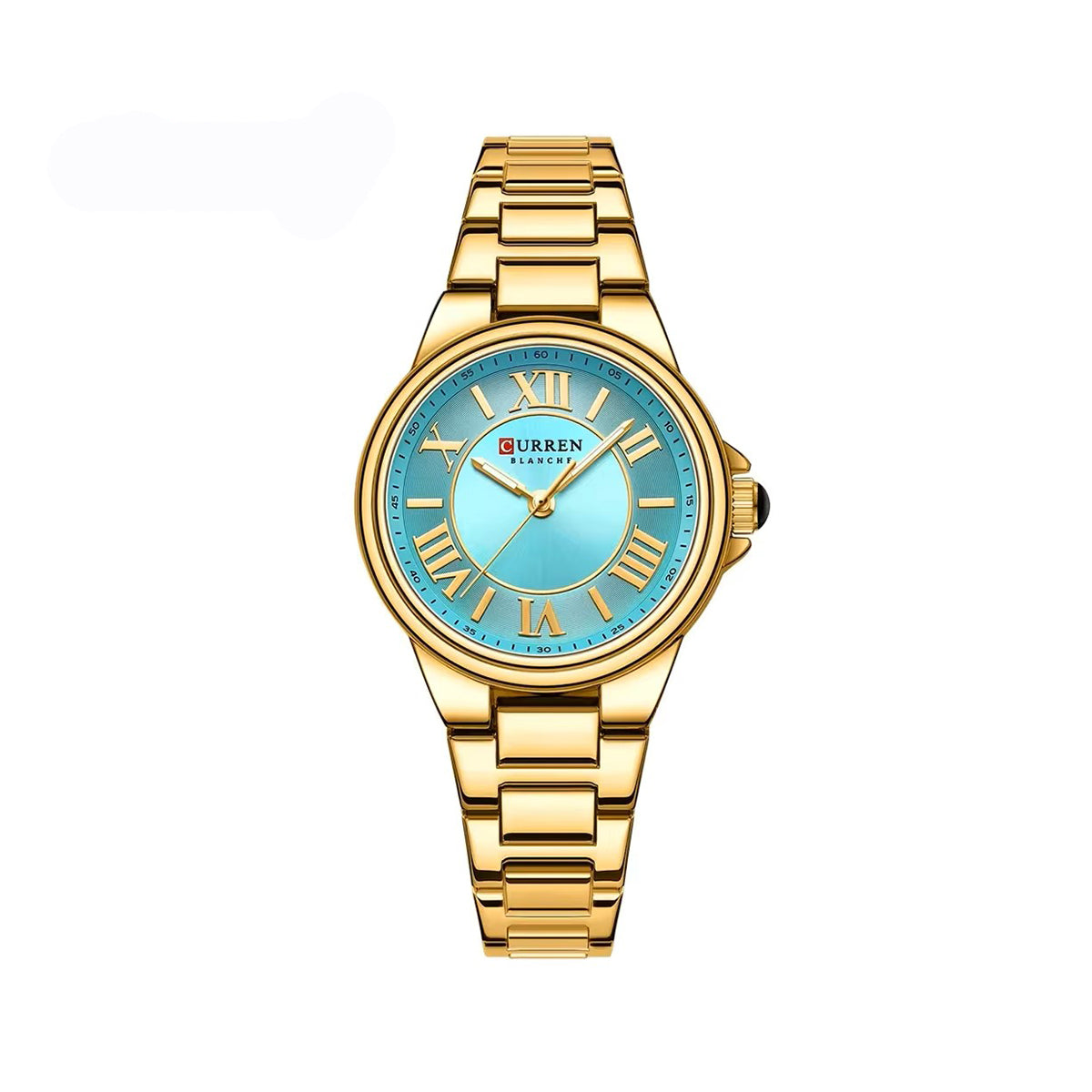 CURREN 9091 Elegant Quartz Stainless Steel Ladies Watch-Gold Blue