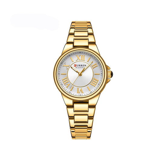 CURREN 9091 Elegant Quartz Stainless Steel Ladies Watch-Gold White