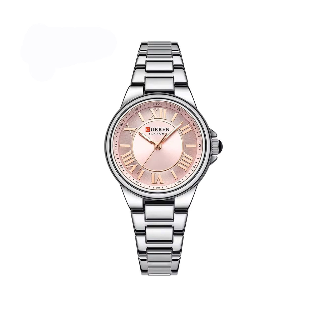 CURREN 9091 Elegant Quartz Stainless Steel Ladies Watch-Silver Pink