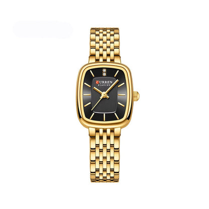 CURREN 9093 Luxury Square Stainless Steel Ladies Watch-Gold Black