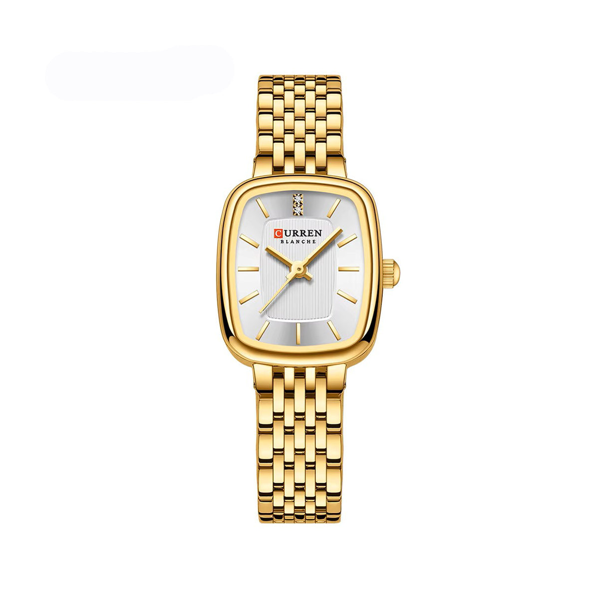 CURREN 9093 Luxury Square Stainless Steel Ladies Watch-Gold White