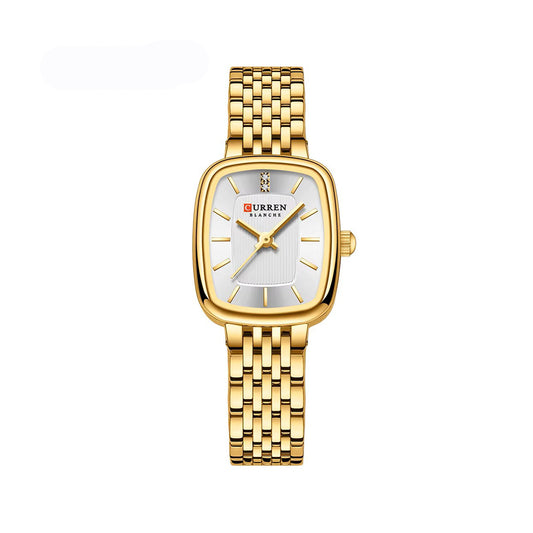 CURREN 9093 Luxury Square Stainless Steel Ladies Watch-Gold White