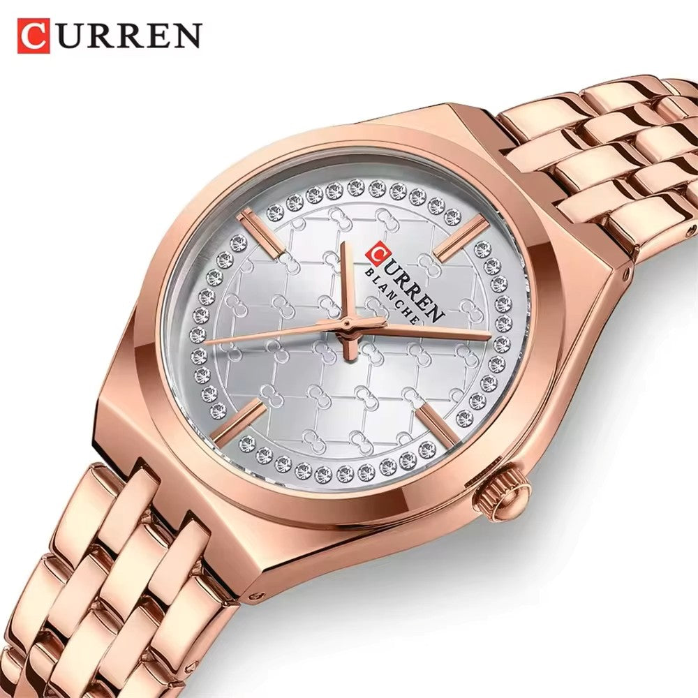 CURREN 9096 New Luxury Quartz Stainless Steel Ladies Watch-Rose Gold