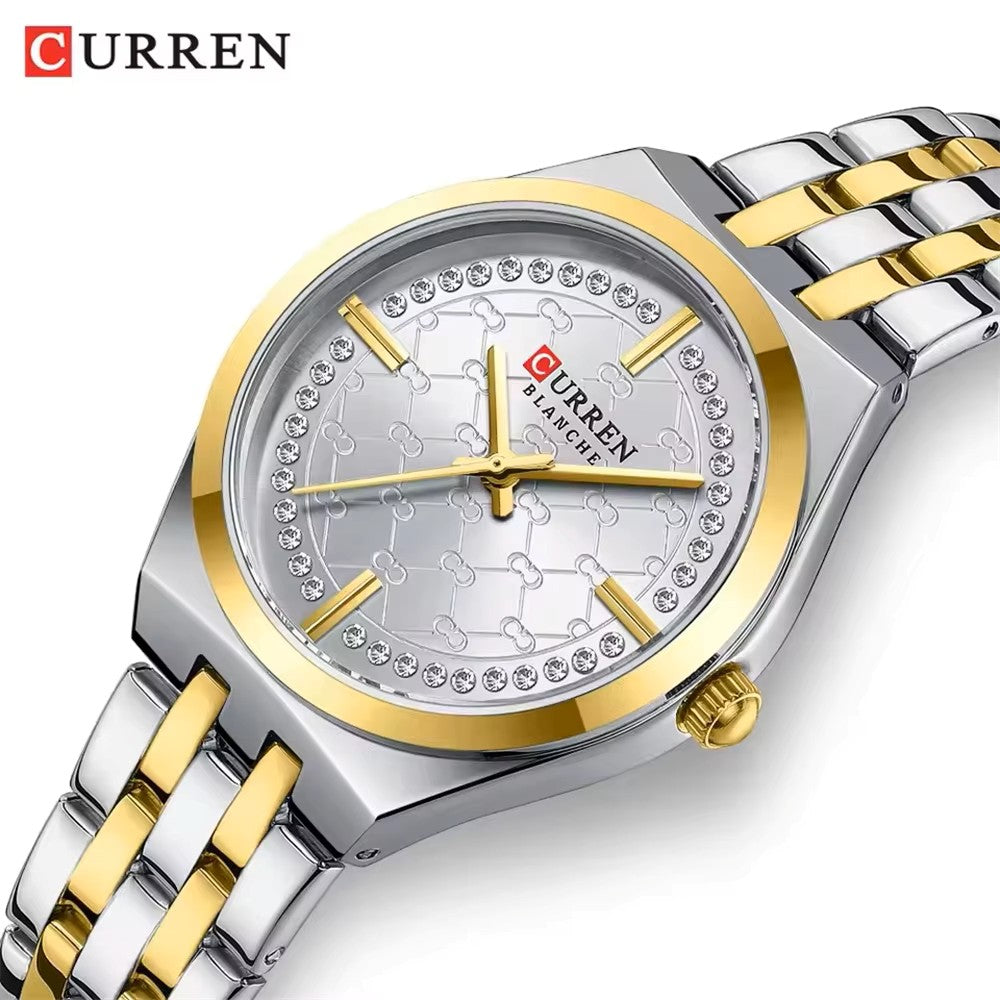 CURREN 9096 New Luxury Quartz Stainless Steel Ladies Watch-White