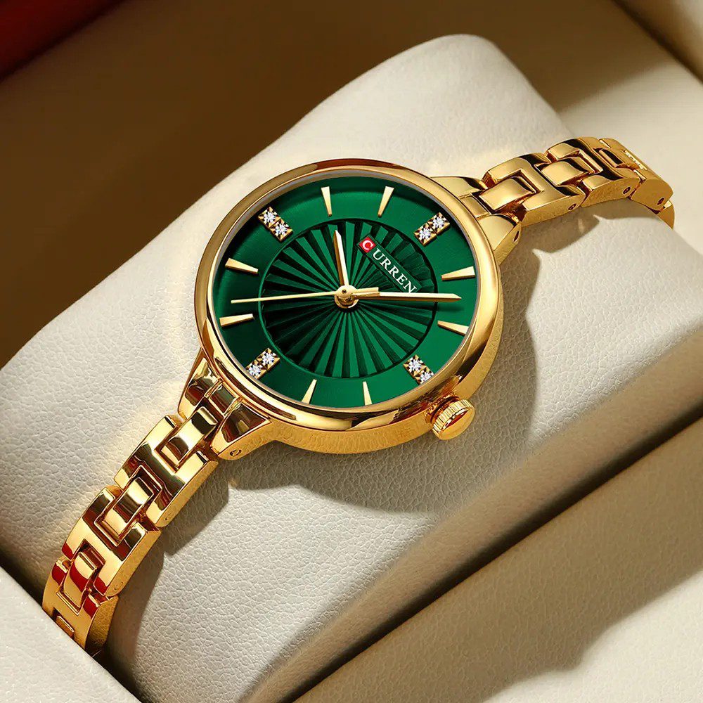 CURREN 9097 Quartz Latest Fashion Elegant Ladies Watch-Gold Green