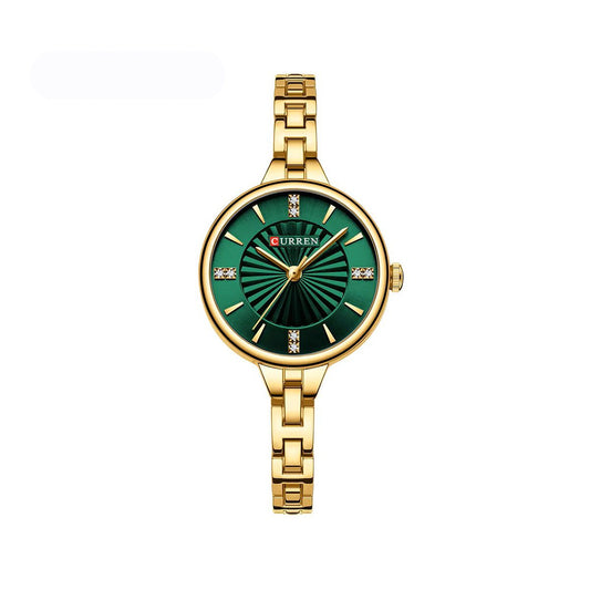 CURREN 9097 Quartz Latest Fashion Elegant Ladies Watch-Gold Green