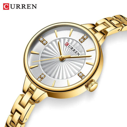 CURREN 9097 Quartz Latest Fashion Elegant Ladies Watch-Gold White