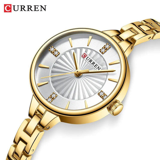 CURREN 9097 Quartz Latest Fashion Elegant Ladies Watch-Gold White