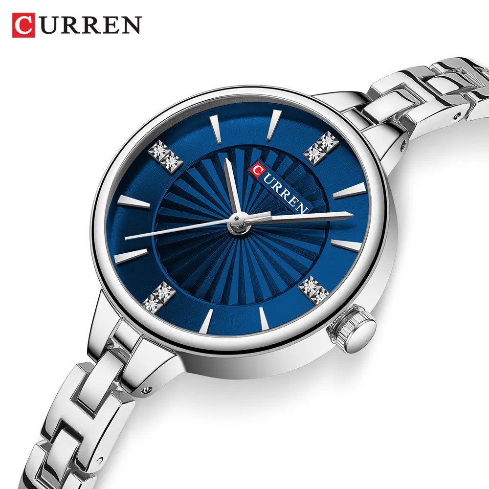 CURREN 9097 Quartz Latest Fashion Elegant Ladies Watch-Silver Blue