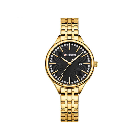 CURREN 9099 Small Dial Simple Stainless Steel Ladies Watch-Gold Black