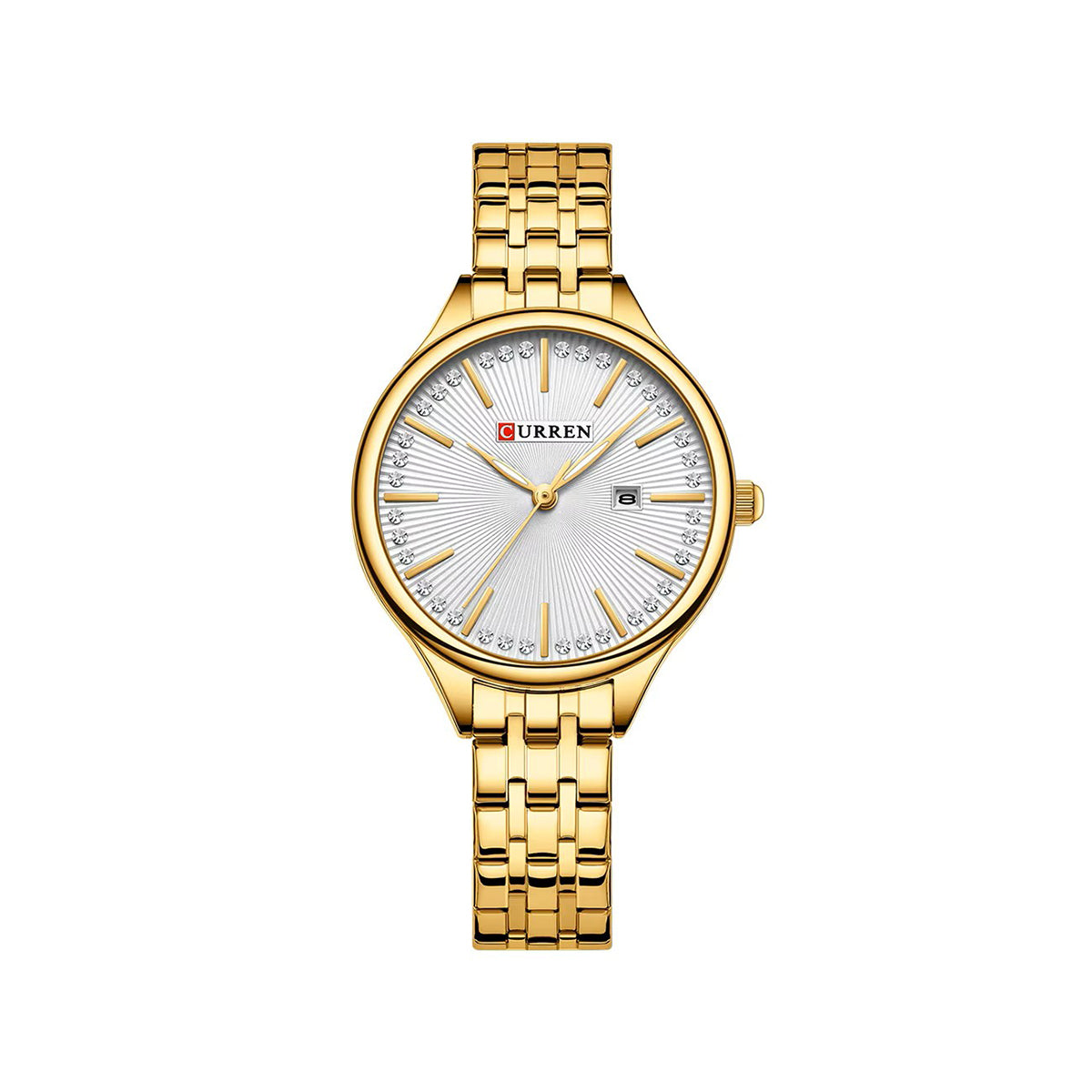 CURREN 9099 Small Dial Simple Stainless Steel Ladies Watch-Gold White