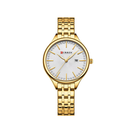 CURREN 9099 Small Dial Simple Stainless Steel Ladies Watch-Gold White